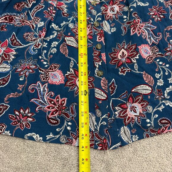 Neiman Marcus Paisley Floral A-Line Midi Dress Women Medium Button Down Collared - Picture 12 of 15